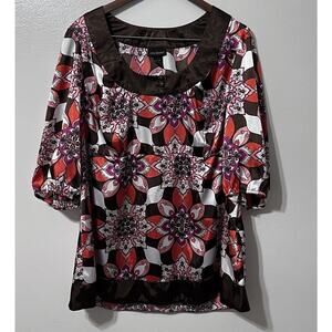 Y2K Lane Bryant Satin Floral Babydoll Top Sz 18/20 2X Fairy Whimsigoth Boho VTG